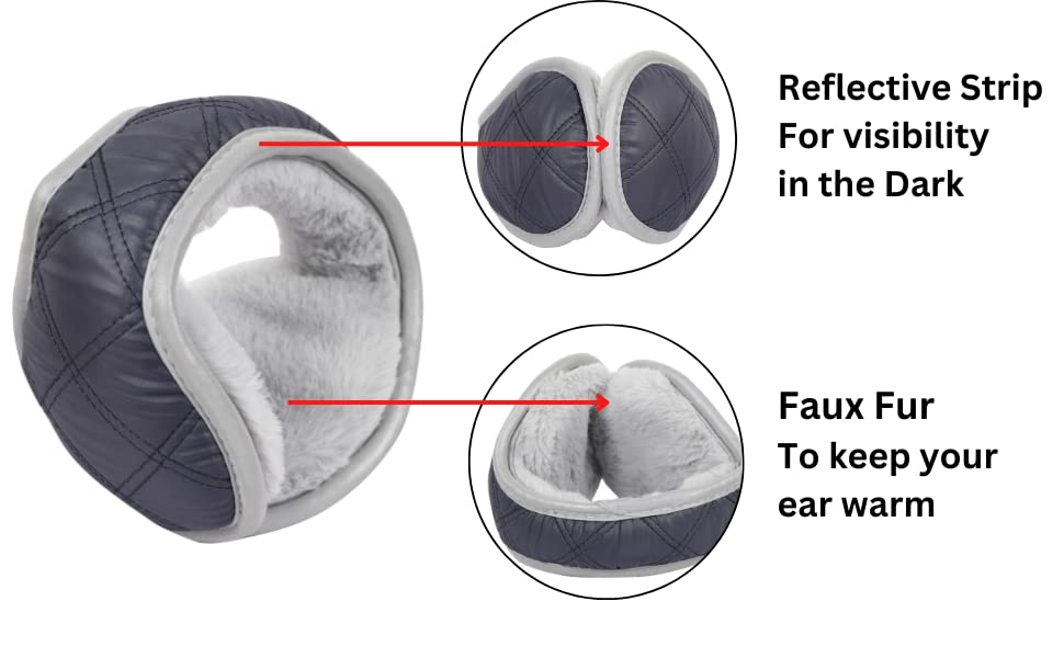 FabSeasons Foldable Winter Outdoor Ear Muffs/Warmer for Men and Women, Fits in your Pocket with reflective strip for night wear 3