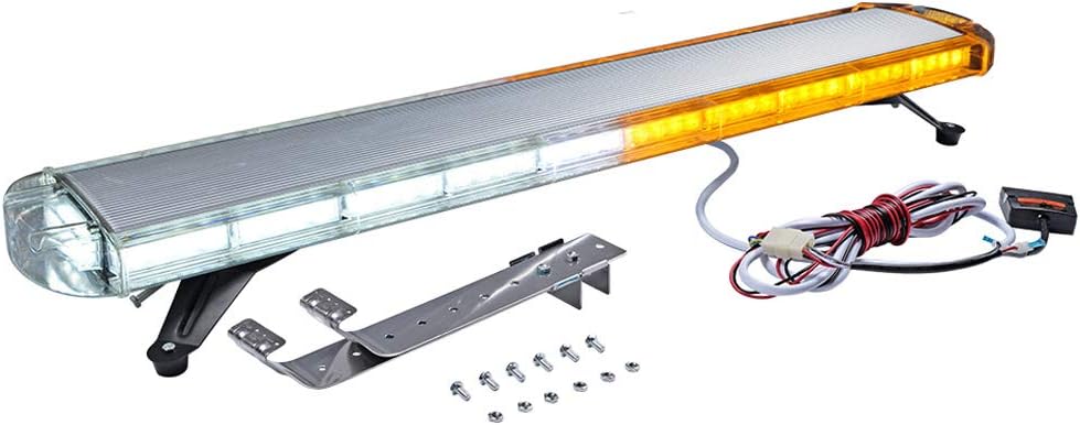 AstraDepot 47" 88 LED Strobe Light Bar Rooftop Emergency Beacon Warn Tow Truck Response (47 inch, Amber Yellow & White)