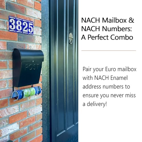 Image of NACH Mailboxes for Outside Wall Mount, 12 x 11.2 x 4.5 inch, Black Mailbox, Waterproof Mailbox with Outdoor Newspaper Holder - The Euro Mailbox