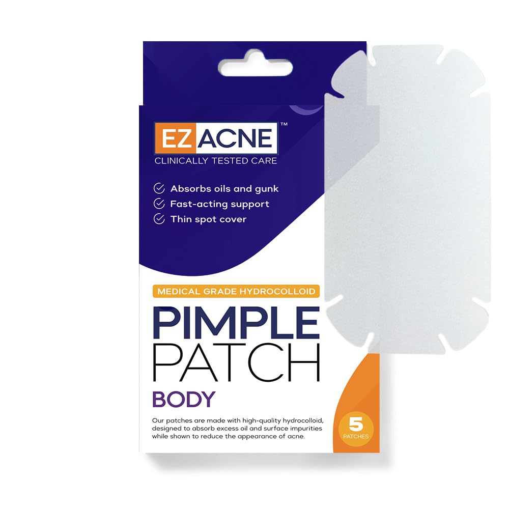 EZACNE™ Extra Large Pimple Patches for Body – Large Hydrocolloid Acne Patches for Back, Face, Forehead, Chin, Neck, Shoulders – Big Zit Patch for