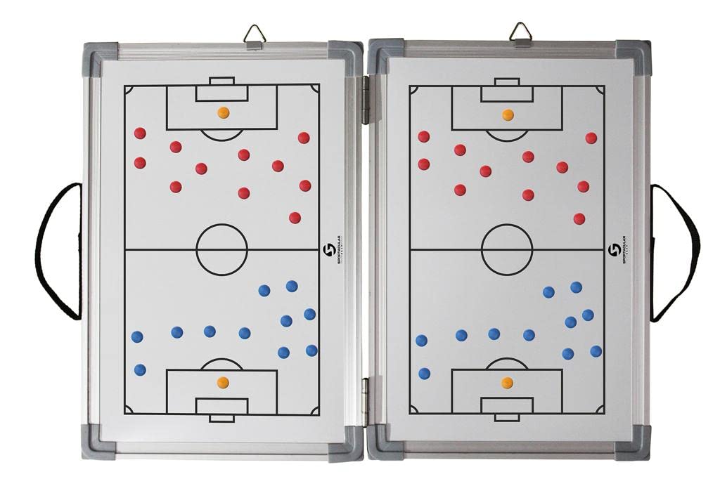Lavagna tattica pieghevole da calcio, utilizzabile su entrambi i lati, con accessori, telaio in alluminio stabile (60 x 45)