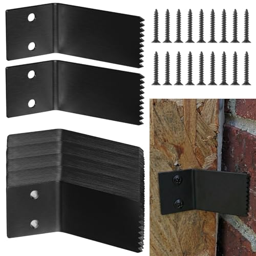 ElaraBerry 20 Pcs Hurricane Window Clips with Screws Fit All Sizes Thick Plywood Carbon Steel Plywood Storm Hardware Reusable Board-up Clips Fasteners for Hurricane Window Protectors Shutter (Black)