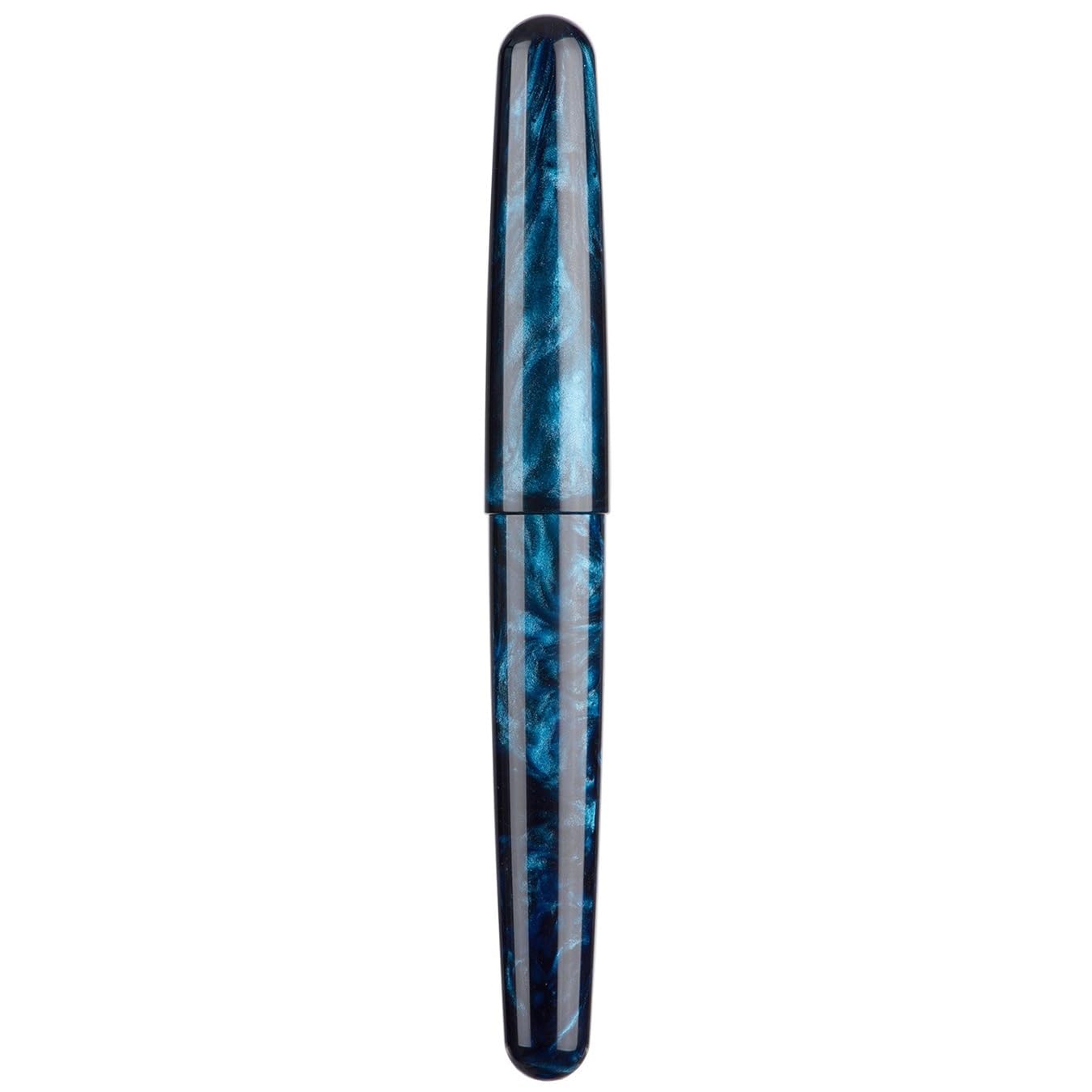 Füllfederhalter aus Kunstharz, Acryl, Blau / Schwarz, große Größe, EF/F/M, schöne Tinte, luxuriöses Geschenk für Büro, Business, Schule (EF 0,38 mm)