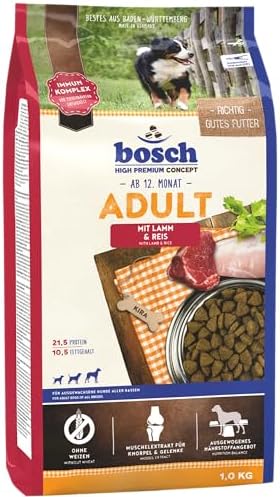 bosch HPC Adult con cordero y arroz | Alimento seco para perros adultos de todas las razas | 1 x 1 kg