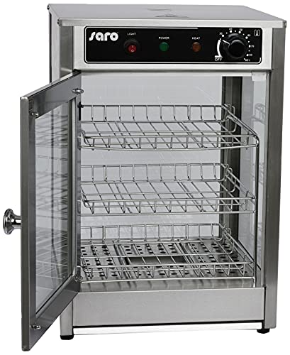 SARO Heiße Theke – 43 L – Mit 3 verchromten Rosten – B 350 x T 350 x H 520 mm - Innenbeleuchtung – Manuelle Temperaturregelung – Edelstahlgehäuse – 30–85 °C – Modell FIONA