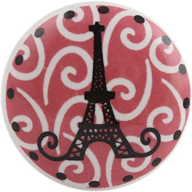 Indian Shelf Pack of 4 Paris Eiffel Tower Flat Chic Drawer Pulls Cabinet Handles Dresser Knobs Modern Design Ceramic