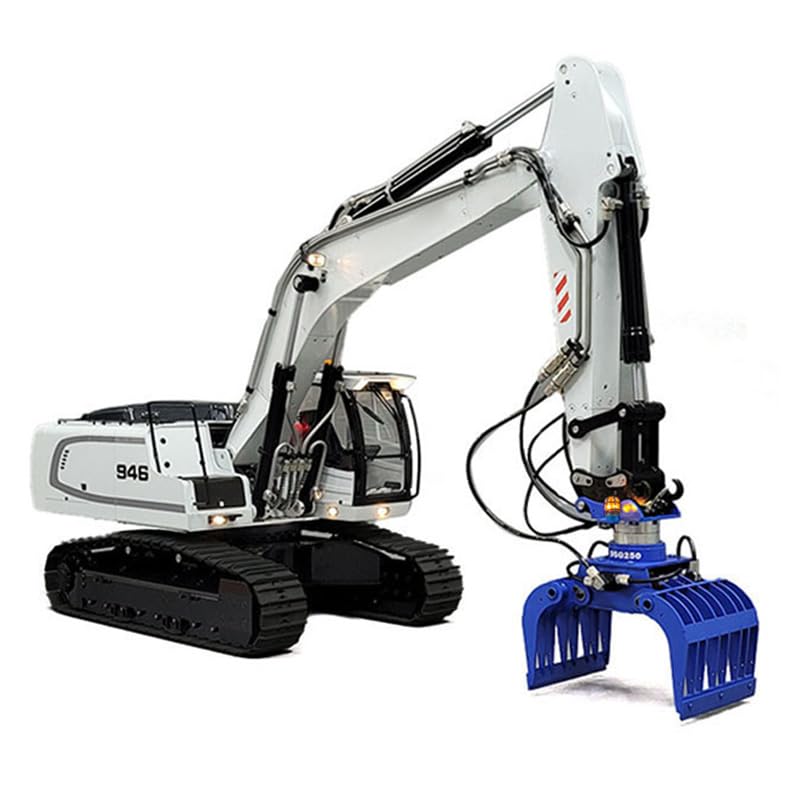 Excavadoras hidráulicas de metal RC 1:14 946 excavadoras de orugas, vehículos de construcción, multiaccesorios, cubo de agarre hidráulico, cubo de agarre para equipo pesado RC modelo de grado