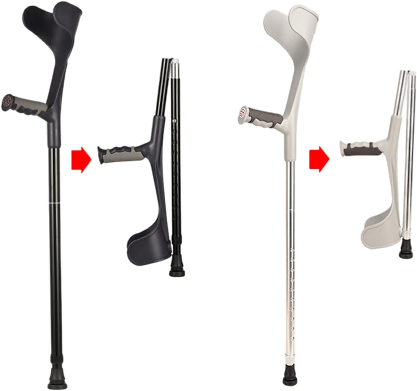 Ergonomic Forearm Crutches, Aluminum Folding Crutches, Medical Crutches, for Elderly, Disabled and Physically Impaired, Supports up to 330 lbs