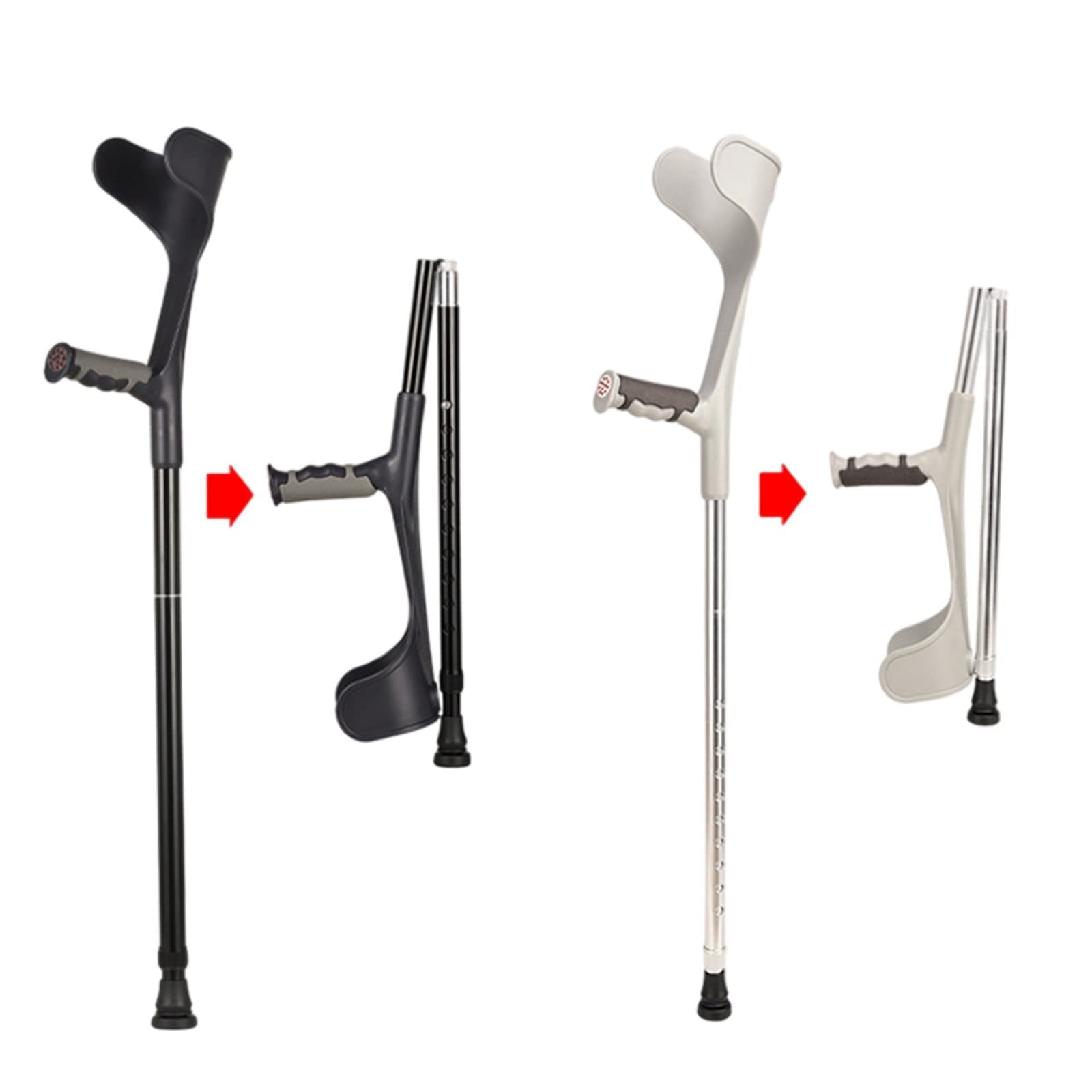 Ergonomiczne kule przedramienia, aluminiowe kule składane, kule medyczne, dla osób starszych, niepełnosprawnych i upośledzonych fizycznie, obsługuje do 330 funtów decorate