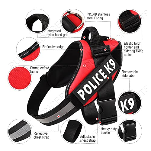 Image of Hurrypets No Pull Reflective Dog Harness with Handle, Red, XL | Personalised Adjustable, Breathable Mesh Padded Nylon K9 Chest Body Belt