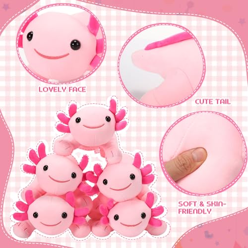 Image of Libima 5 Pcs 12 Inch Axolotl Stuffed Animal Pillow Doll Cute Soft Axolotl Stuffed for Birthdays Gift Home Decoration(Pink)