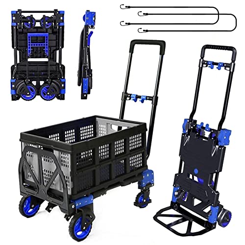 Folding Hand Truck Dolly with Folding Basket, 330LBS Capacity Carts