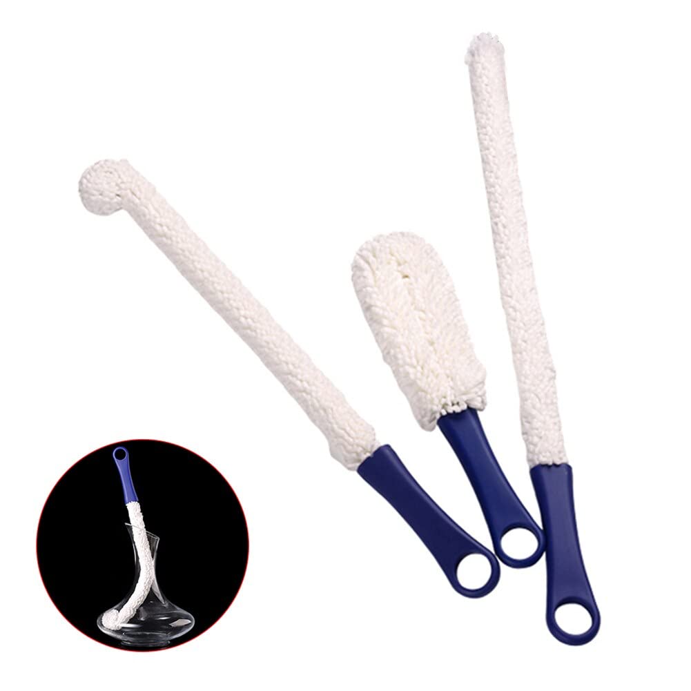 Copa de Vidrio con Punta de Espuma Flexible Cuello Largo Decantador Cepillo de Lavado