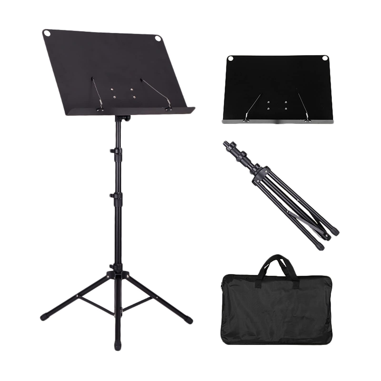 Atril LIU- Soporte para Partituras Soporte Ajustable Portátil De Viaje De Metal con Bolsa De Transporte, para Guitarra, Violín, Orquesta, Interpretación Instrumental, Negro