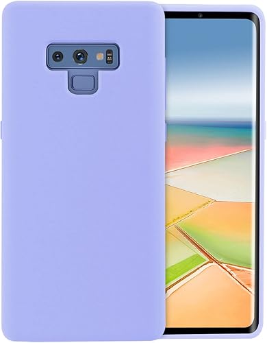 Funda de silicona compatible con Galaxy Note 9 de 6.4 pulgadas, forro de tela de microfibra, cubierta de goma de gel de cuerpo completo (morado