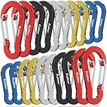 pullther 20 Pcs Multi Carabiner Clips, 50mm/1.96'' Small Carabiner Keyring Clips, Mini Aluminum D-Ring Key Chain Carabiners for Outdoor Sports, Hiking, Camping, Fishing - Multicolor