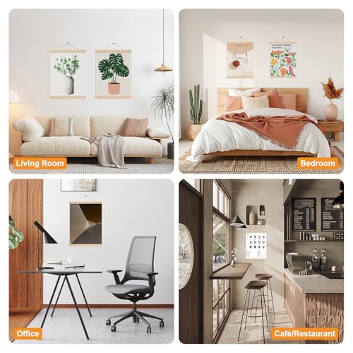 4 Stück Posterleiste 30 cm, Natürliches Holz N52 Magnetisch Posterschiene, A3 Poster Aufhängen, Bilderrahmen Leiste, Bilderleiste Posterhänger für Poster, Bilderrahmen Kunstwerk, Fotos, Drucke