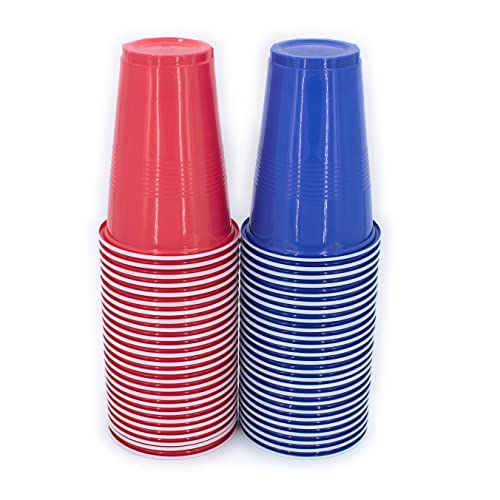 Kyto Lot de 50 gobelets réutilisables en plastique - Couleurs américaines - Bleu/rouge Cover