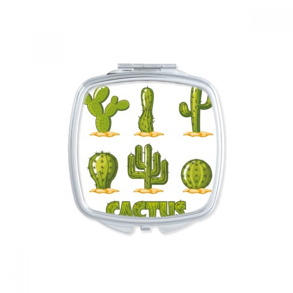 Miroir de maquillage compact motif cactus succulentes, mini miroir de poche carré pour sac