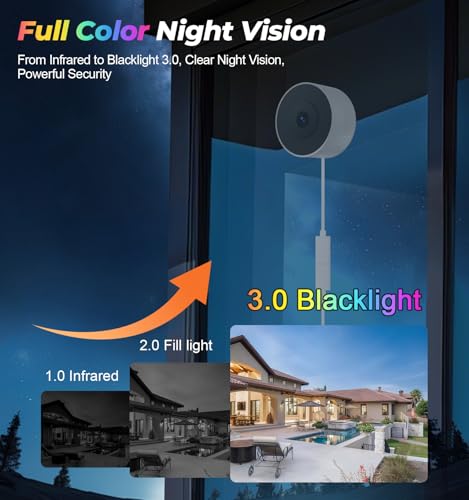 Image of 4MP /2K Window Security Camera 4Packs, No Drill 5G&2.4G WiFi Indoor Cameras for Home Security Monitoring Outdoor through Glass, Color Night Vision, 24 /7 AI Human Detection, Apt. Easy Mag. Stick Install
