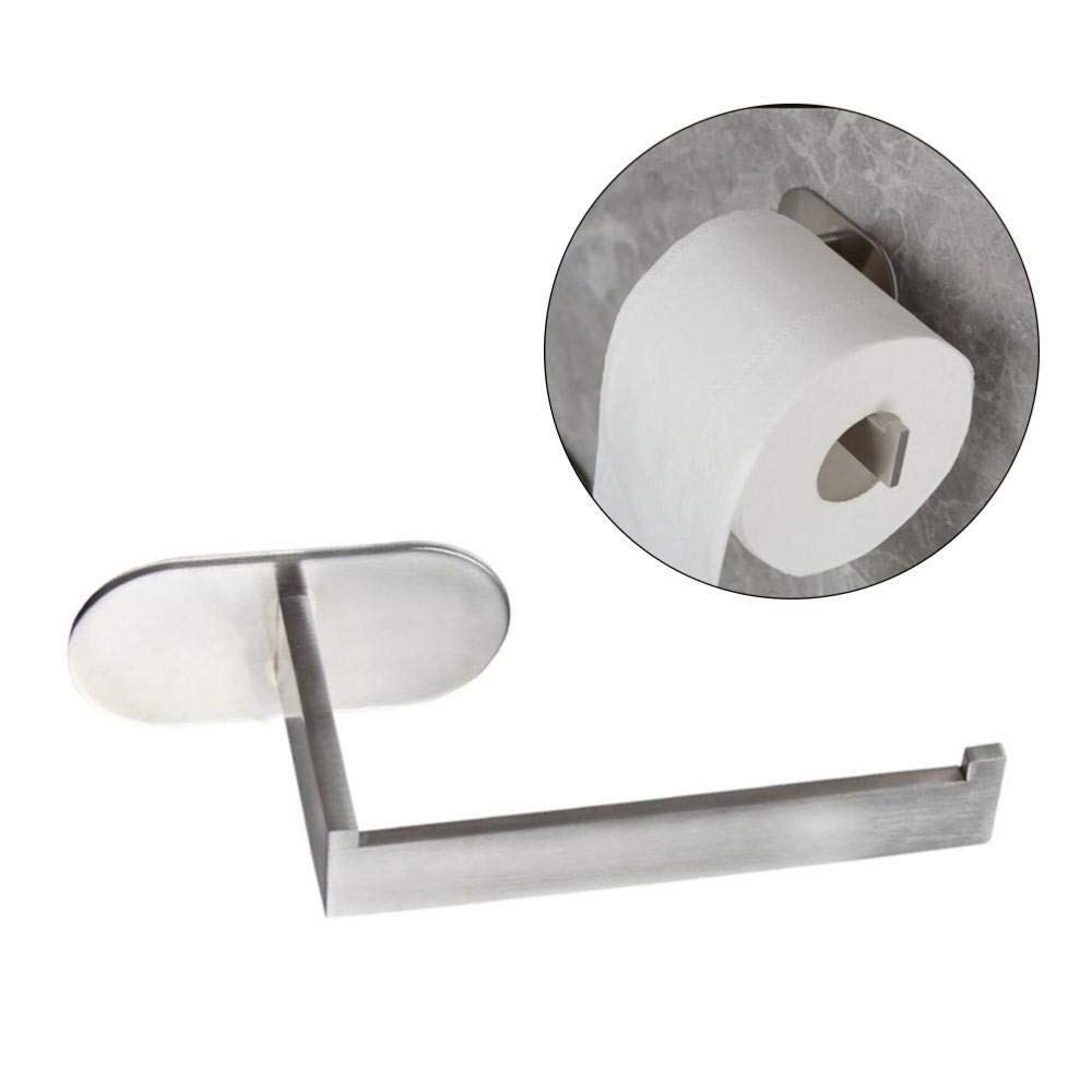 Portarrollos de papel higiénico 1 pieza Portarrollos de papel higiénico de acero inoxidable Montado en la pared Sin taladrar Portarrollos de papel adhesivo Estante organizador de almacenamiento (Plata