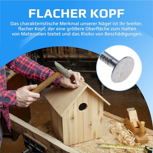 Dachpappennägel 20mm Extragroßem Kopf (Packung mit 100 Stück) Clout Nails Dachpappnägel Verzinkte Lange Nägel für Heimwerker und Handwerker, Heimdekoration, Holzarbeiten, Möbel und Bauwesen Größe