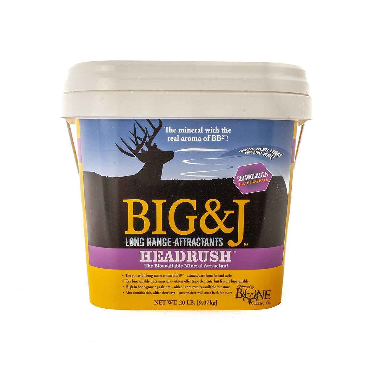 Big and J HEADRUSH - BB2-BKM20 - Powerful Long Range Deer Attractant - Whitetail Hunting - 20 Pound Bucket