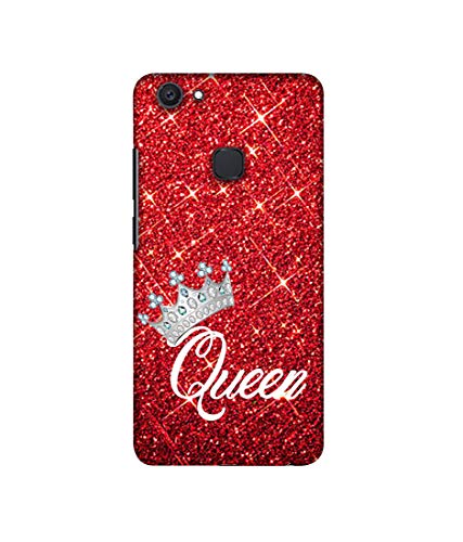 Image of Amazon Brand - Solimo Designer Queen On Red Glitter 3D Printed Hard Back Case Mobile Cover for Vivo V7 Plus