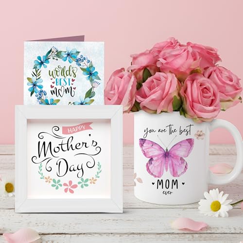 Image of TIED RIBBONS Gift for Mom, Birthday Gift for Mom Women Wife Mother in Law Mummy (Artificial Flower Rose Bunch with Ceramic Coffee Mug, Photo Frame & Greeting Card) Set Combo