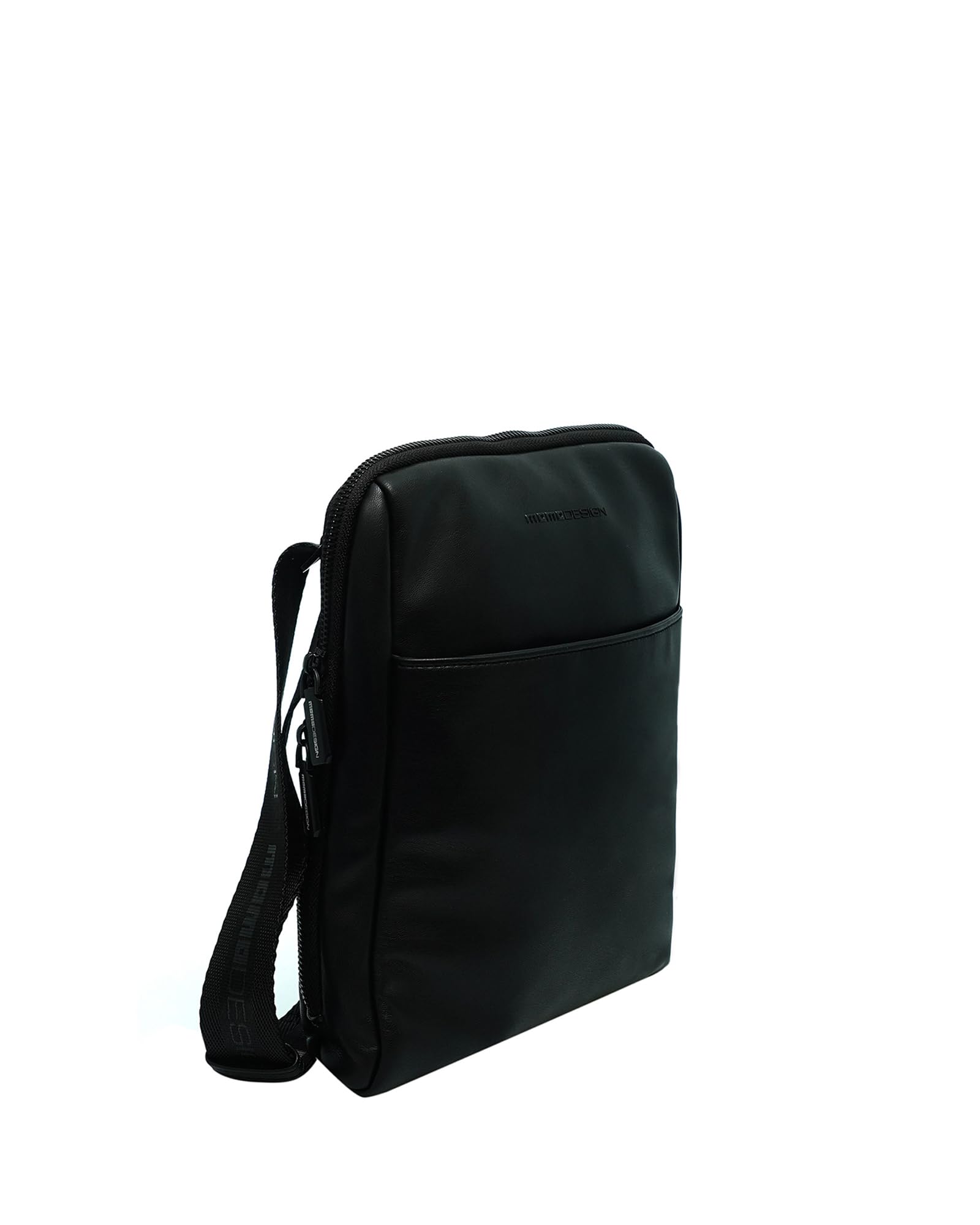 MOMO Design Borsa a tracollada da uomo in Ecopelle Prodotto vegano 24x28x3 cm MO-17PU-BLACK