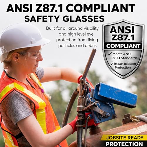 Image of BISON LIFE Clear Safety Glasses for Men & Women, ANSI Z87.1 Certified,12Pk