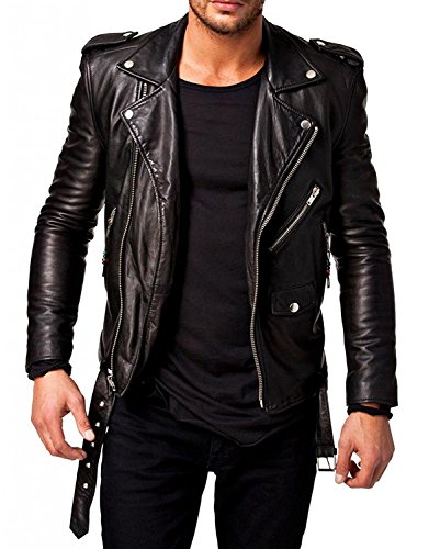 Men's Leather Jacket Lambskin Bomber Motorcycle Biker