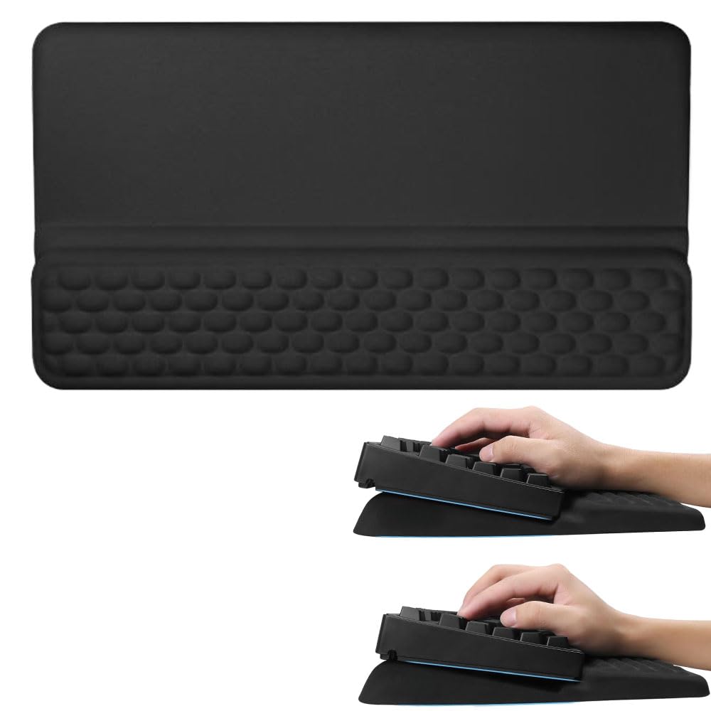 Sightday Keyboard Wrist Rest with Stand,2-in-1 Keyboard Wrist Support,Soft Memory Foam Keyboard Mat, Non-Slip Keyboard Rest for Home,Office,Gaming,Desk Accessories(Black)