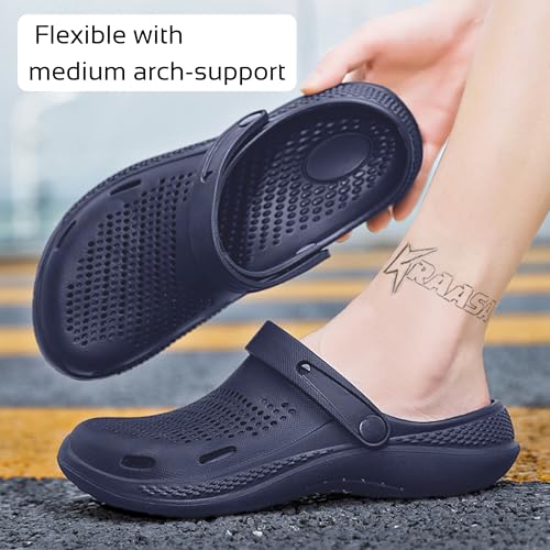 Image of Kraasa Men's Lightweight Extra Soft Men's Classic Casual Sports Clogs /Sandals with Adjustable Back Strap for Adult | Anti Skid, Comfortable| Waterproof & Everyday Use Mules for Gents /Boys