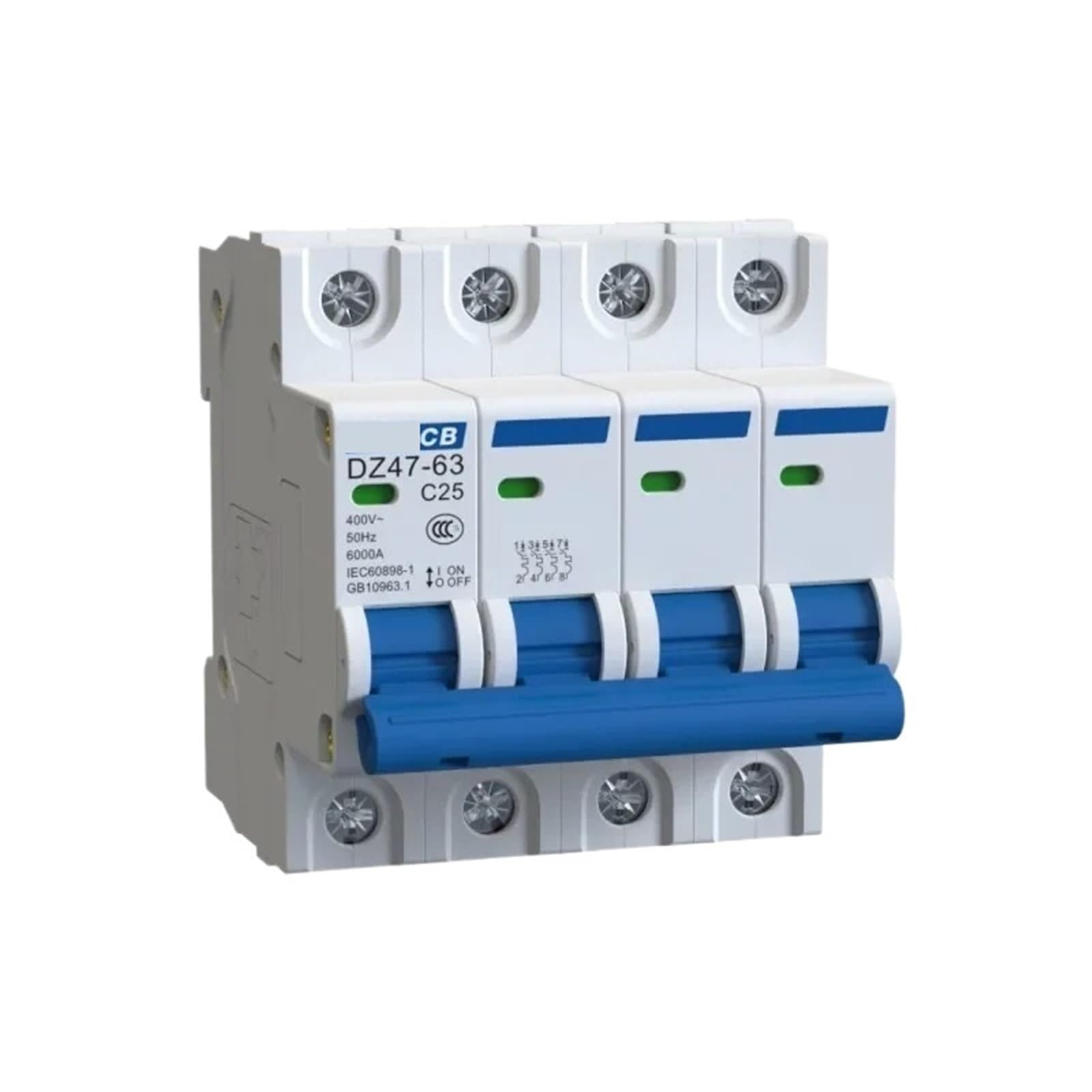 Interruttore automatico magnetotermico MCB DZ47-63 230V 400V 1P 2P 3P 4P 6A 16A 32A 40A 50A 63A(2,10A)