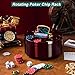 Wettarn Poker Chips Poker Set, 200 Count Rotating Chip Case Wood Carousel Case Holder with 200 Pcs Chips and 2 Decks of Playing Cards for Casino Party Supplies Family Game Accessory