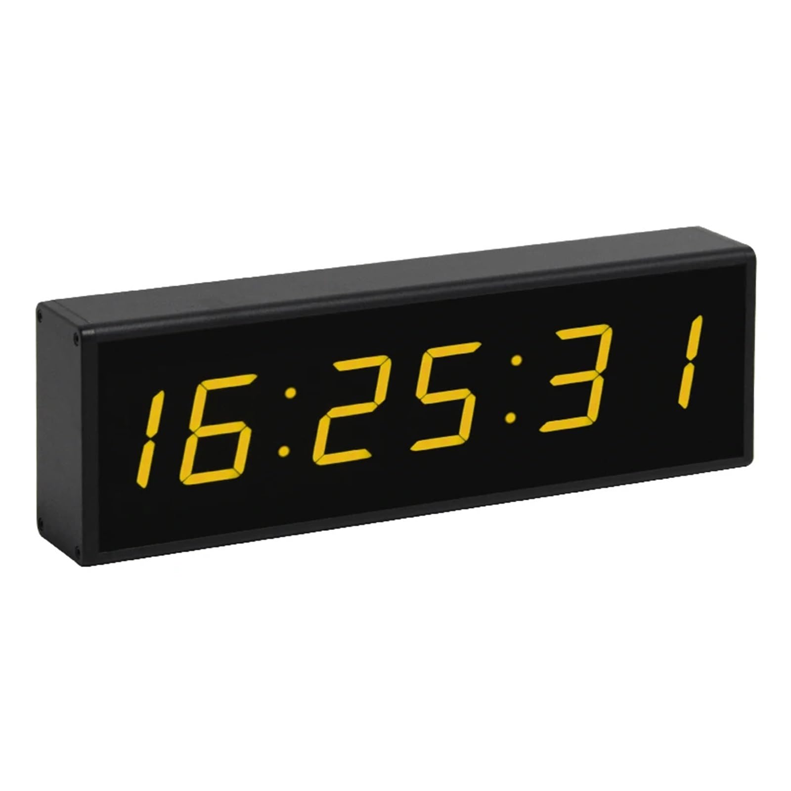 JVDDI Portable Digital Wall Clock With 6 Digit LED, Countdown Timer, Real Time, 12, 24H, 1.8 Inch(Giallo)