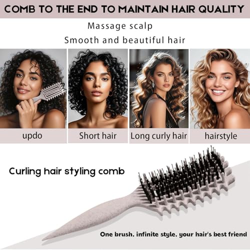 Image of Curly Hair Brush Candybrush Curl Defining Brush for Detangling Shaping and Defining Curls for Women, Men, Wet & Dry Hair (Black Beige)