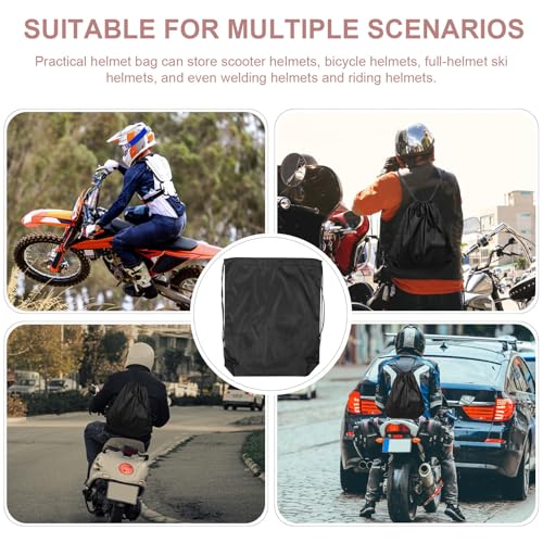 Bolsa para casco de moto de tela Oxford con cordón para protección portátil en ciclismo 3