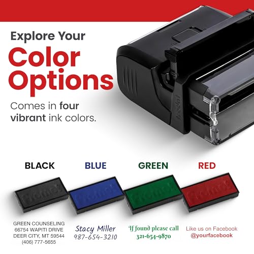 Promot Self Inking Personalized Stamp - Up to 5 Lines of Personalized Text, Custom Address Stamp, Office Stamps, Customizable Rubber Stamp, Name Stamp for Business Easy to Change Ink Cartridge-Medium - Image 5