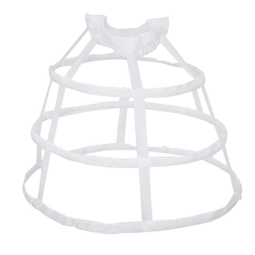 GUMEI Sottogonna Donna 3 Cerchi Pannier Scava Fuori Birdcage Gonna da Sposa Increspature Ampia Cintura Crinolina Slip Trambusto