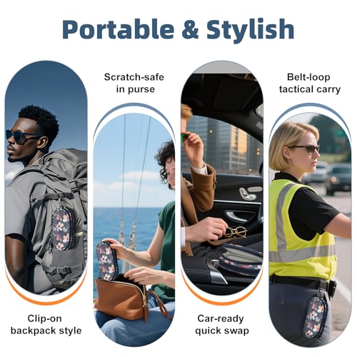 Image of FINTIE Double Sunglasses Case, Soft Portable Eyeglasses Pouch with Carabiner Clip, Dual Zipper Compartments for Men Women
