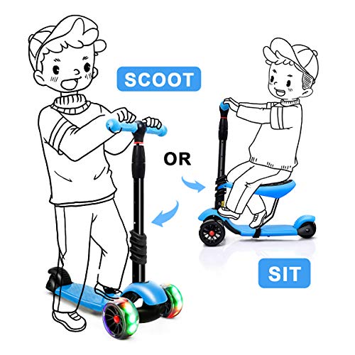 XJD Scooters for Kids Toddler Scooter with Removable Seat 3 Wheel Scooter
