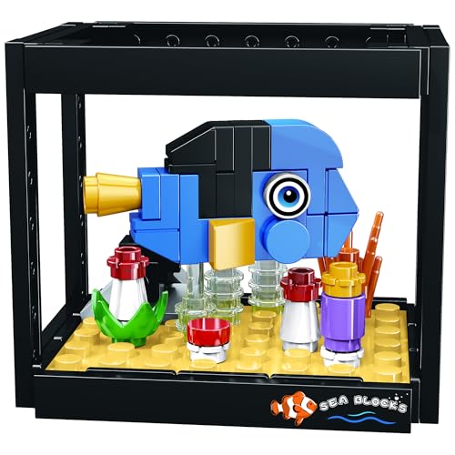 Image of 8-in-1 Dream Ocean Fish Tank Blue Damselfish (91 Pieces) | Learn About Marine Life | Building Block Set for Kids Age 6+ | STEM Educational Toy | Build, Collect & Create a Big Fish Tank