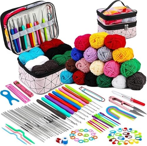 105 Piece Crochet Kit Beginners Crochet Kit With Yarn Includes Complete Crochet Accessories To Crochet Kits For Beginners And Adults Professionals