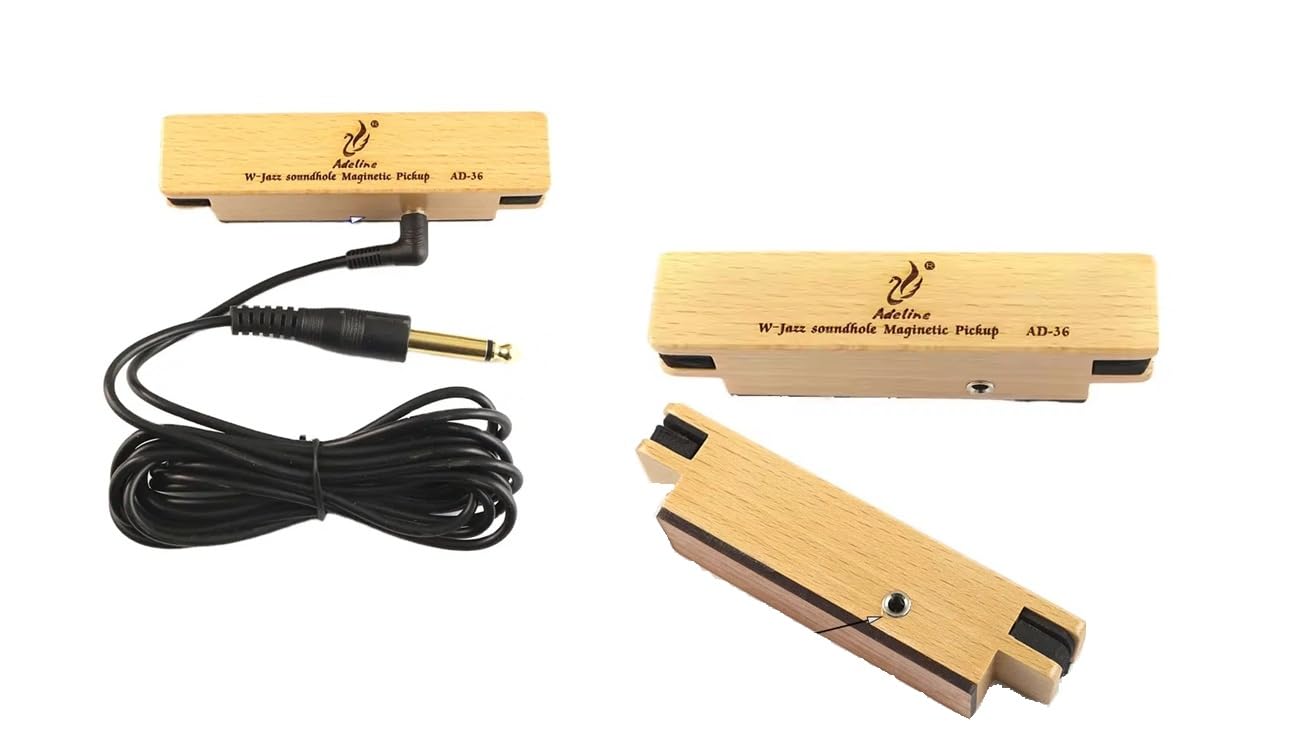 Technobuyers Adeline AD-36 Acoustic JAZZ Guitar Soundhole Electric Transducer Magnetic Pickup, Solid Beech Wood, 6.35mm and 3.5mm Plugs and cable-picture-21