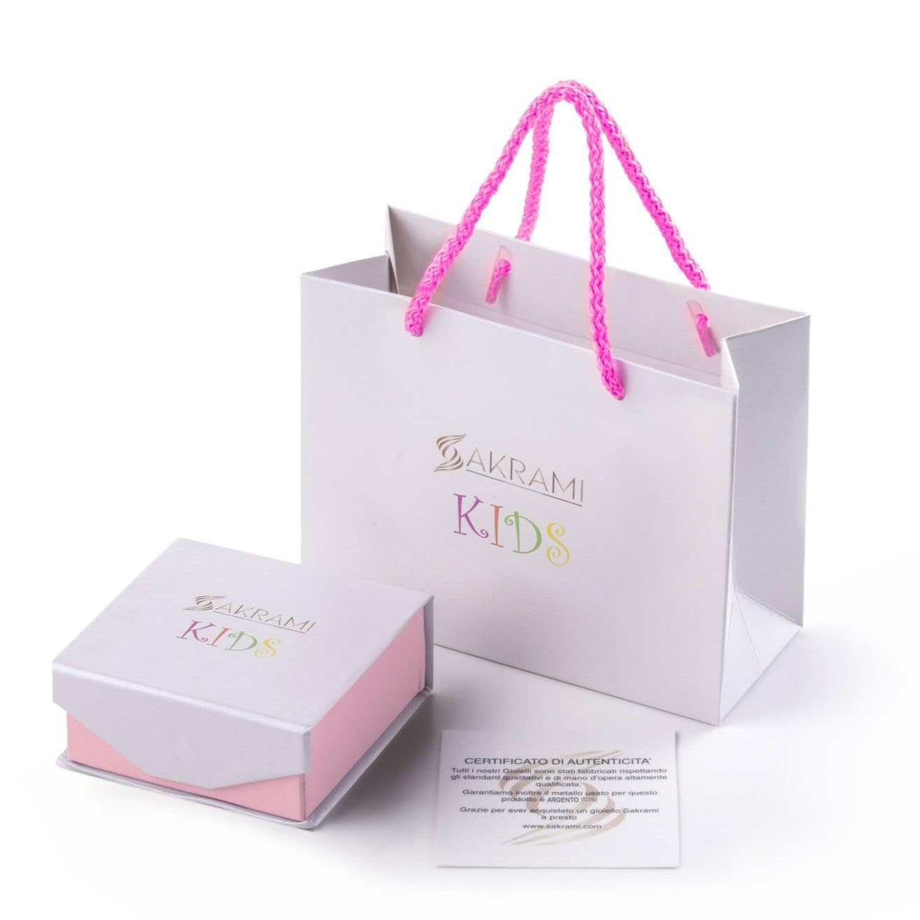 Sakrami Collana da Bambini in Oro 9Kt con Madonna e Gesù Bambino a forma di Pergamena Kids Collection + Confezione Regalo Personalizzata - Collana per Nascita Comunione Battesimo o Cresima