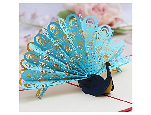 Asibt Peacock 3D Pop Up Greeting Card Handmade Kirigami & Origami Happy Birthday Wedding Anniversary Friendship Merry Christmas Thanksgiving -Pack Of 4 #TOP3