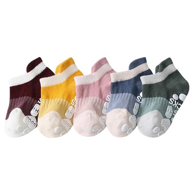 ZINLEY Baby Anti-Slip Cartoon Socks for Boys & Girls | Soft Cotton Non-Skid Socks with Grips for Infants & Toddlers | Breathable, Stretchable, Cute Animal Printed Baby Footwear (Catoon Socks)