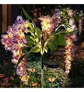 Flumy 2 Pack Solar Lights Outdoor Garden Decor, Solar Garden Lights with 10 Wisteria Flowers, IP6...